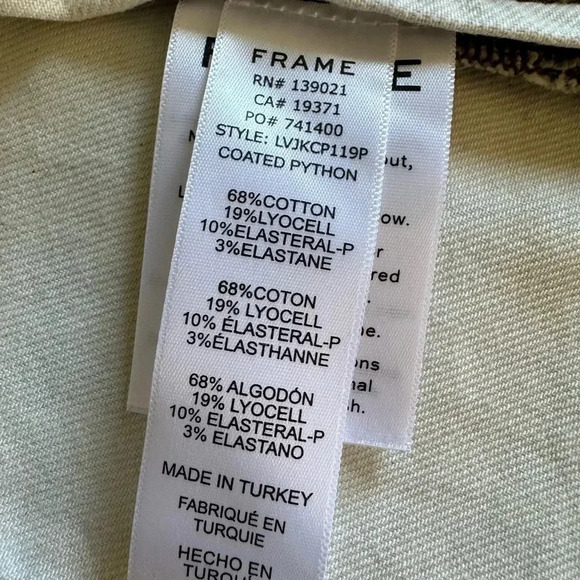 FRAME Jean Jacket Animal Print Coated Python Denim Jacket, Size XS - Picture 10 of 11